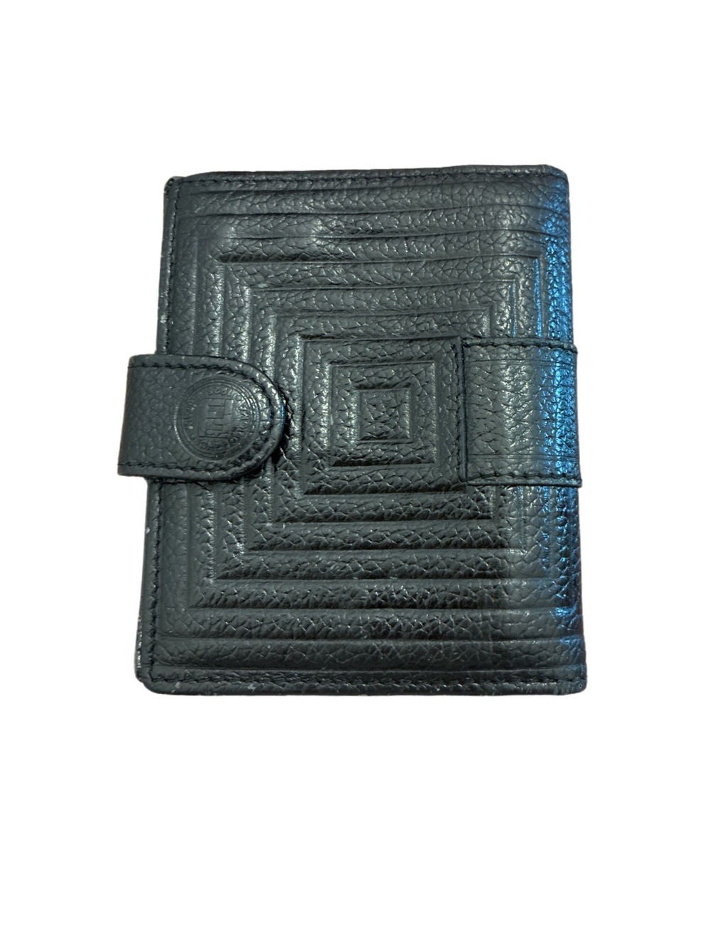 Fendi Vintage S.A.S Black Geometric Embossed Leather Card Holder